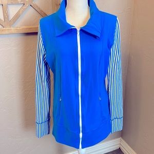 *Reworked* Lululemon Daily Yoga Jacket Beaming Blue/Classic Stripe Size 10